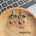 Faceted Cherry Dangle Earrings Green Leaf Accents 2 Colors view 7