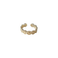 Gold Open Adjustable Ring Linked Hearts Beaded Borders view 5