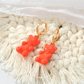 Gold Tone Colorful Resin Gummy Bear Huggie Drop Earrings view 4