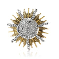 Radiant Sun Brooch In Metal With A Crystal Spiral Center And Mixed-Tone Rays view 5