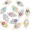 Rhinestone Hamsa Hand Evil Eye Connectors in 12 Styles view 3