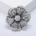 Openwork Flower Brooch Black Silver White or Gold Metal Pin Brooch view 7