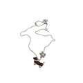 Dachshund and Flower Charm Silver Tone Chain Necklace view 5