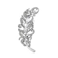 Silver Tone Leaf Crystal Metal Brooch Pin for Jackets and Lapels view 1