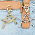 Dual Rhinestone Cross Lobster Clasp Charm Gold Silver Pair view 4