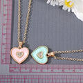 Gold Tone Crystal Enamel Heart Pendant Necklaces in Two Colors view 4