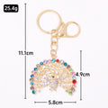 Rhinestone Peacock Keychain Gold Fan Tail Two Stone Colors view 3