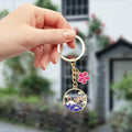 Fuji Mountain Enamel Keychain Gold Ring Pink Sakura view 4