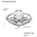 Crown Side-Open Zircon Statement Rings Gold Steel Multicolor view 6