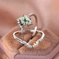 Silver Green Marbled Kite Center Clear Accent Ring Sizes 6-10 view 2