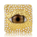 Pearl Square Eye Brooch in Detailed Metal for Jackets and Scarves view 1