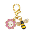 Enamel Bee Flower Smile Keychain Gold Clasp Five Colors view 8