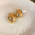 Rounded Oval Metal Stud Earrings For Women Jewelry view 6