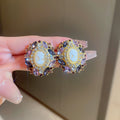 Vintage Style Cameo Crystal Cluster Stud Earrings Statement Jewelry view 6