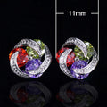 Geometric Twist Cluster Stud Earrings Multicolor Clear Stones view 5
