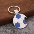 Soccer Ball Bottle Opener Keychain in Black, Red, and Blue view 4