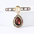 Bar Glass Teardrop Pendant Brooch Rhinestone Drop Pin view 2