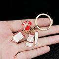 Red Heart Thermometer IV Bag and Medicine Bottle Keychain view 1