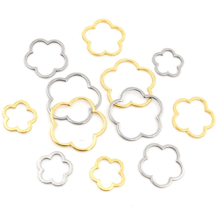 Open Flower Outline Charms in Three Sizes and Mixed Packs