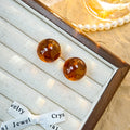 Amber Look Glossy Round Ball Classic Small Stud Earrings view 3