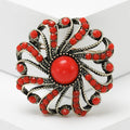 Spiral Statement Brooch in Turquoise Blue and Red Decorative Lapel Accessory view 2
