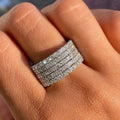 Wide Six-Row Clear Stone Band Ring In Polished Silver Tone view 6
