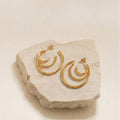 Triple Layer C Hoop Earrings Smooth And Twisted Bars view 4