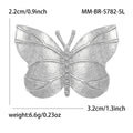 Gold Silver Hammered Butterfly Brooch Clear Crystal Body view 7