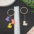 Five Colorful Mini Resin Duck Metal Keychain Designs view 3