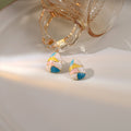 Multicolor Enamel Teardrop Stud Earrings Pastel Mosaic view 3