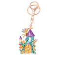Enamel Fairy Castle Keychain Rhinestone Tower Charm view 5