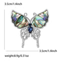 Iridescent Shell Wing Butterfly Brooch With Silver Crystal Tails view 5