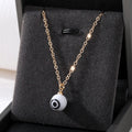 Gold Tone Round Glass Evil Eye Pendant Necklaces in Eight Colors view 11