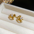 Gold Tone Rocking Horse Stud Earrings With Clear Crystals view 6