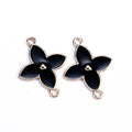 Black White Four Petal Flower Enamel Connector in 2 Finishes view 2