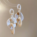 Chunky Linked Resin Drop Earrings In Five Color Patterns view 8