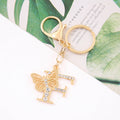 Rhinestone Butterfly Letter Keychain Gold Tone A to Z view 11