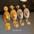 Hammered Double Oval Statement Drop Earrings Fashion Jewelry view 3