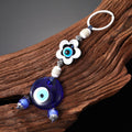 Silver Tone Beaded Blue Evil Eye Split Ring Keychains in Three Designs view 4