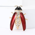Enamel Cicada Brooch in Metal with Long Enamel Wings with Crystal-set Inner Panels view 2