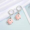 Silver Tone Hamsa Evil Eye Huggie Earrings in Five Color Designs view 3