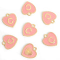 Pink Alphabet Heart Enamel Charms in Gold Tone, 26 Letters and Set view 7