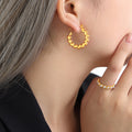 Leaf Laurel Hoop Earrings Gold Or Silver Tone Pair view 1