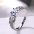 Silver Tone Round Stone Arched Pave Shoulder Ring Statement Jewelry view 1