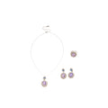 Purple Oval Crystal Halo Necklace Earrings Ring Set view 5