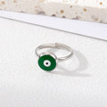 Gold and Silver Tone Round Enamel Evil Eye Adjustable Open Rings in Eight Colors view 11