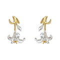 Two-Tone Gold Silver Frosted Lily Flower Stud Earrings view 5
