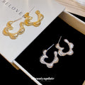 Textured Silver Tone Wave Shaped Stud Earrings Jewelry Accessory view 4