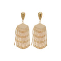 Layered Chain Curtain Tassel Stud Earrings With Decorative Metal Details view 5