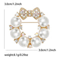 Pearl Circle Bow Brooch Rhinestone AB Crystal Silver Gold view 5